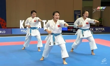 VIDEO: Ba nữ võ sĩ Việt đi quyền xuất thần, đoạt HCV Karatedo