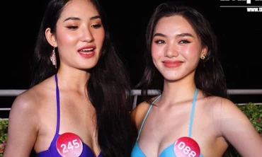 Á hậu Ngọc Thảo phấn khích cổ vũ thí sinh Hoa hậu Việt Nam diễn áo tắm