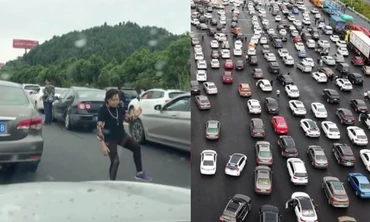 Người phụ nữ vô tư tập Thái Cực Quyền giữa cao tốc vì tắc đường