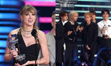 Biểu cảm đáng yêu của Taylor Swift khi xem Stray Kids biểu diễn