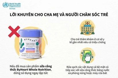 Nhiều trẻ ngộ độc sữa công thức ByHeart Whole Nutrition, Bộ Y tế phát cảnh báo