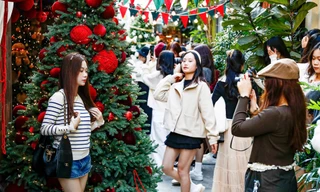 Xếp hàng chụp ảnh Giáng sinh sớm tại các quán cafe