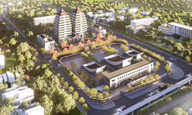 Hiện trạng khu đất làm nhà tang lễ với 2 tháp giữa trung tâm Hà Nội
