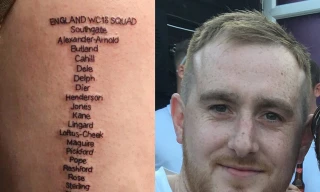 Fan 'cuồng' xăm cả đội tuyển Anh lên người