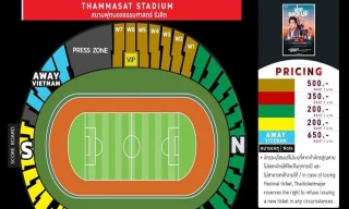 Giá vé vào sân Thammasat xem trận Việt Nam vs Thái Lan.