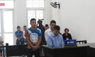 Các bị cáo trong vụ án cướp ngân hàng tại Sóc Sơn.