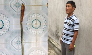 Bị can Năm và tang vật tại cơ quan công an