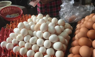 Trứng gà ta giá rẻ được bán tràn lan ở chợ Hà Nội