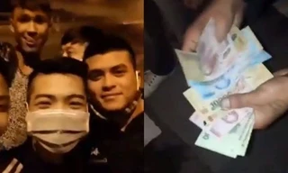 Nhóm thanh niên chặn đường xin đểu xe trên cao tốc (Ảnh: Cắt từ clip)