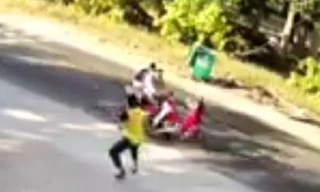 Hiện trường vụ việc. Ảnh do camera ghi lại