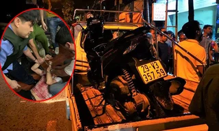 Chiếc Air Blade nghi phạm định cướp tại hiện trường và nghi can.