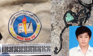 Chiếc áo học sinh và sợi dây chuyền giúp gia đình nhận dạng thi thể con trai bị giết. Ảnh: Gia đình nạn nhân cung cấp