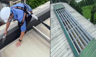 Cận cảnh ‘vá’ mái nhà ga tàu Cát Linh - Hà Đông