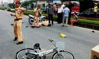 Hiện trường va chạm giữa CSGT Hải Dương với hai cháu nhỏ chiều 30/6. Ảnh: Facebook