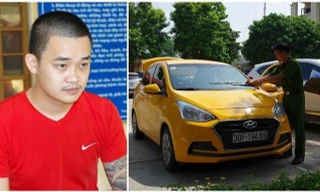 Tài xế Dương Trường Giang cùng chiếc ô tô tại cơ quan công an. (Ảnh do Công an tỉnh Thái Nguyên cung cấp)