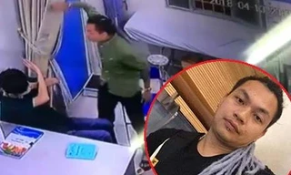  Trương Văn Thanh hành hung, đánh thẳng vào mặt bác sỹ Xanh Pôn ngay tại phòng bệnh. Ảnh cắt từ clip