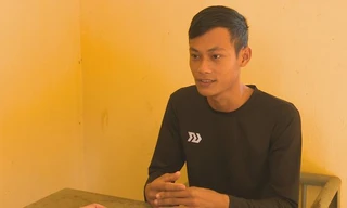 Đối tượng Kiên tại cơ quan công an