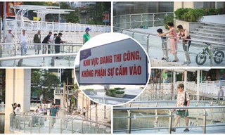 Người dân 'xé rào' vào hồ Hoàng Cầu đang cải tạo để câu cá, chạy bộ, dạo mát