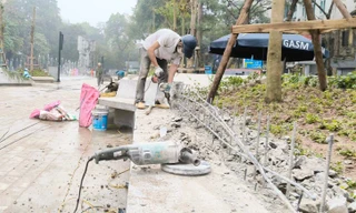 Hà Nội: 'Gọt, sửa' bê tông vườn hoa Hàng Đậu sau khi được góp ý