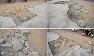 Hà Nội: Vỉa hè đường Tam Trinh mới đổ bê tông đã bị vỡ nát