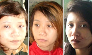 Các đối tượng: Hà, Hạnh, Trinh tại cơ quan Công an huyện Thống Nhất 