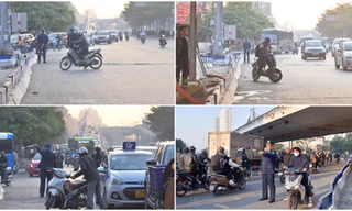 Người dân ngơ ngác quay đầu tại nút giao Ngã Tư Sở sau khi được phân luồng lại