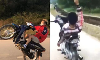 Thiếu niên 'bốc đầu', điều khiển xe bằng một chân để thể hiện bản thân