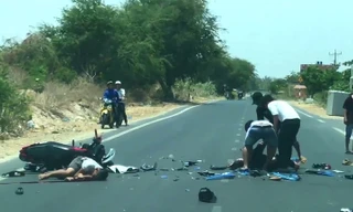 Hiện trường vụ tai nạn. (Ảnh cắt từ clip) 