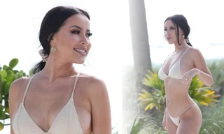 Hoa hậu Lisa Opie thả dáng gợi cảm hút hồn với bikini màu nude bé xíu