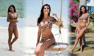 Hoa hậu Anh Shelby Tribble gợi cảm với bikini da báo