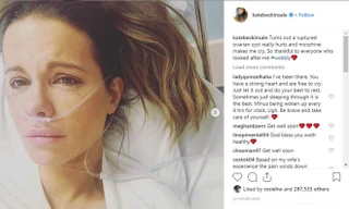 Hình ảnh Kate Beckinsale nằm trên giường bệnh được cô chia sẻ hôm 27/1. 