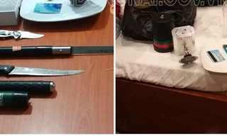 Bắt nhóm sử dụng ma túy phát hiện nhiều hung khí