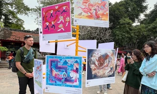 Thú vị với tranh vẽ rồng uống cà phê, trà đá vỉa hè