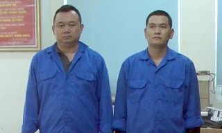 Nguyễn Văn Hùng (trái) và Hoàng Văn Đức. Ảnh: Công an Hưng Yên. 