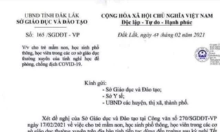 Công văn giả mạo về việc cho học sinh nghỉ học