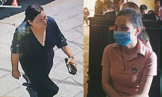 Nữ chủ mưu vụ truy sát Quân 'xa lộ' trước thời điểm xảy ra vụ án và tại phiên tòa.