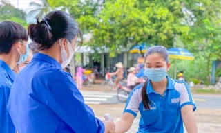 Thí sinh tại An Giang thi tốt nghiệp THPT 2021 đợt 1. Ảnh Sở GD&ĐT An Giang