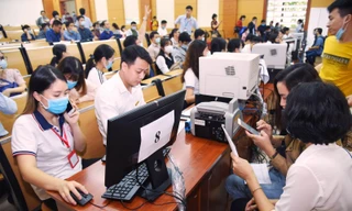 Sinh viên nhập học. Ảnh HMU