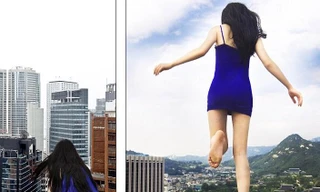 Cô gái thích chụp ảnh trên mép nóc nhà chọc trời