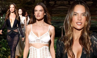 Alessandra Ambrosio diện váy xẻ ngực sâu hút, lộ vòng 1 ‘không nội y’ đi catwalk