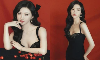 Cảnh Điềm e ấp ngực đầy với đầm đen, sắc vóc xứng danh ‘Đệ nhất mỹ nữ Bắc Kinh’