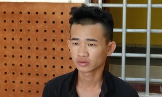 Nguyễn Minh Hoài tại cơ quan công an. Ảnh: báo Tây Ninh.