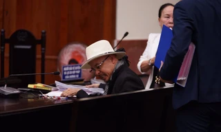 Ông Đặng Lê Nguyên Vũ tại tòa sáng nay, 18/9.