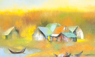 Tranh sơn dầu Bến lạ, Những con thuyền sông Đáy của Đào Hải Phong