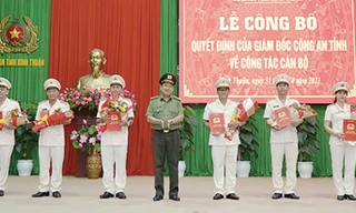 Công an Bình Thuận điều động, bổ nhiệm 6 sĩ quan chỉ huy