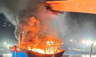 Nhiều tàu cá bốc cháy dữ dội khi đang neo đậu trên cảng