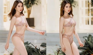 Ngọc Trinh lại thả dáng trong bộ bikini mỏng và hở tới nỗi không thể xuống nước