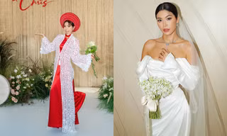 Ngắm đồ cưới của Minh Tú: Từ áo dài thập niên 80 đến váy cưới cực phóng khoáng