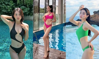 Hoa hậu Đỗ Thị Hà, Lương Thùy Linh, Tiểu Vy đọ dáng 'cực gắt' với bikini cắt khoét hiểm hóc