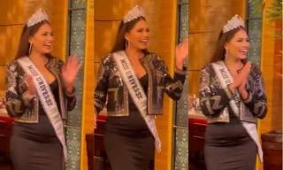 Đổi từ váy trắng sang váy đen, tân Hoa hậu Hoàn vũ Andrea Meza vẫn lộ vòng 2 kém thon gọn